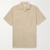 André Camp-Collar Linen Shirt