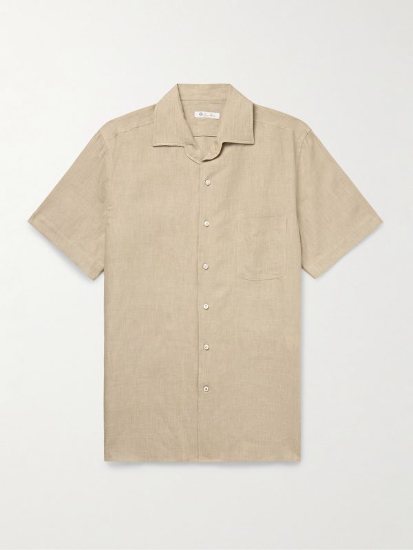 André Camp-Collar Linen Shirt