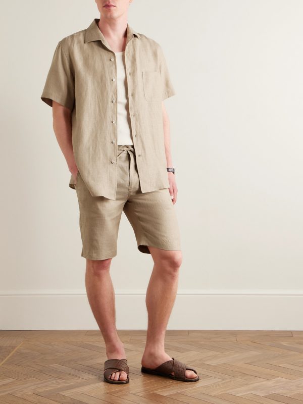 André Camp-Collar Linen Shirt - OU