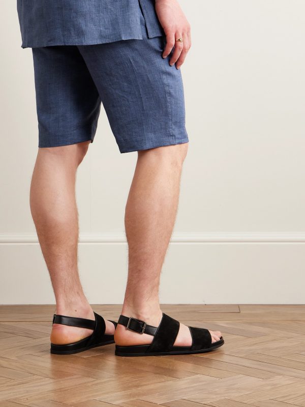 Straight-Leg Linen Drawstring Bermuda Shorts - BK Straight-Leg Linen Drawstring Bermuda Shorts - BK