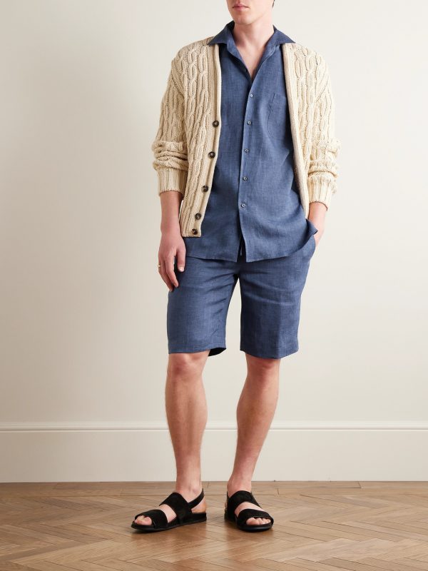 Straight-Leg Linen Drawstring Bermuda Shorts - OU Straight-Leg Linen Drawstring Bermuda Shorts - OU