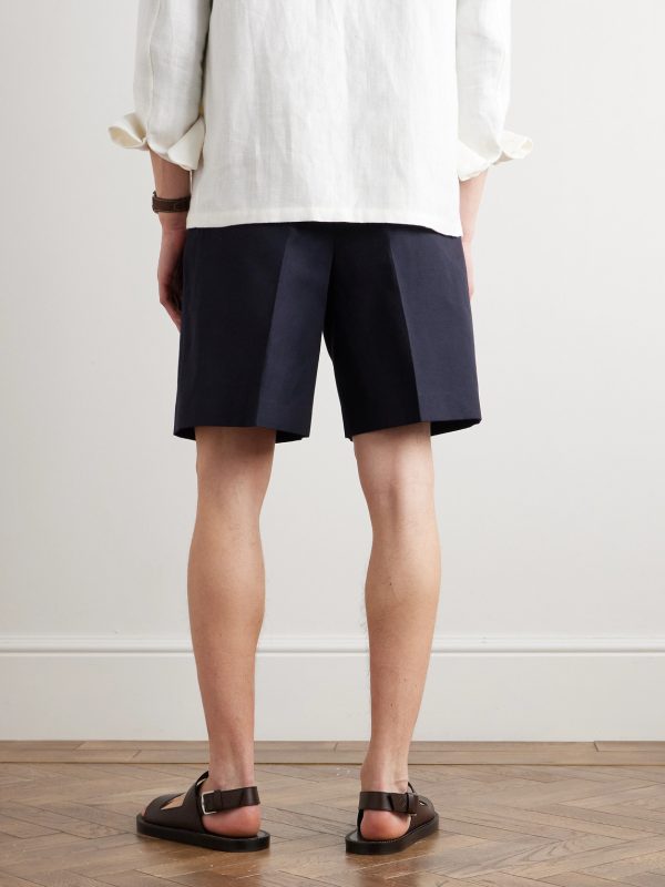 Joetsu Straight-Leg Pleated Cotton and Linen-Blend Twill Bermuda Shorts - BK Joetsu Straight-Leg Pleated Cotton and Linen-Blend Twill Bermuda Shorts - BK