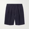 Joetsu Straight-Leg Pleated Cotton and Linen-Blend Twill Bermuda Shorts Joetsu Straight-Leg Pleated Cotton and Linen-Blend Twill Bermuda Shorts