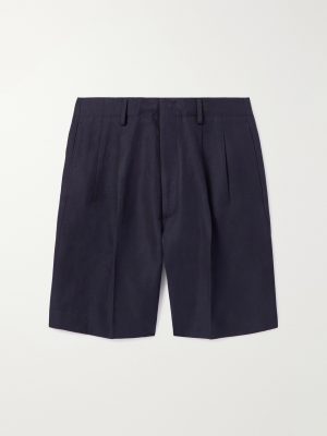 Joetsu Straight-Leg Pleated Cotton and Linen-Blend Twill Bermuda Shorts Joetsu Straight-Leg Pleated Cotton and Linen-Blend Twill Bermuda Shorts