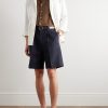 Joetsu Straight-Leg Pleated Cotton and Linen-Blend Twill Bermuda Shorts - OU Joetsu Straight-Leg Pleated Cotton and Linen-Blend Twill Bermuda Shorts - OU