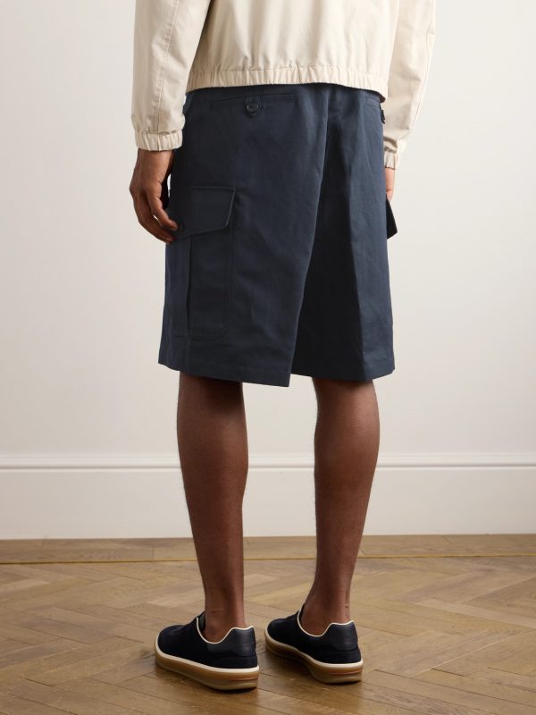 Bizen Wide-Leg Cotton and Linen-Blend Canvas Cargo Shorts - BK Bizen Wide-Leg Cotton and Linen-Blend Canvas Cargo Shorts - BK