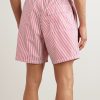 Bay Straight-Leg Mid-Length Striped Swim Shorts - BK Bay Straight-Leg Mid-Length Striped Swim Shorts - BK