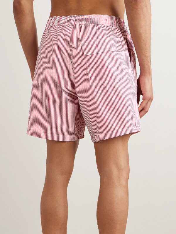 Bay Straight-Leg Mid-Length Striped Swim Shorts - BK Bay Straight-Leg Mid-Length Striped Swim Shorts - BK