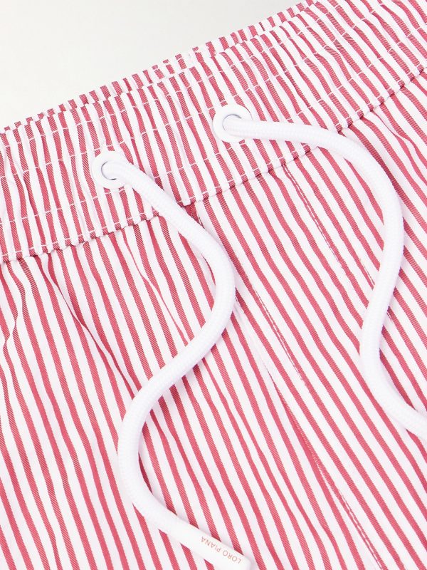 Bay Straight-Leg Mid-Length Striped Swim Shorts - CU Bay Straight-Leg Mid-Length Striped Swim Shorts - CU