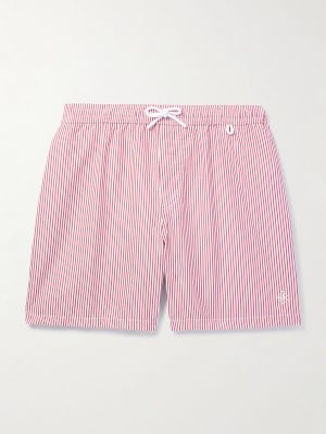 Bay Straight-Leg Mid-Length Striped Swim Shorts Bay Straight-Leg Mid-Length Striped Swim Shorts
