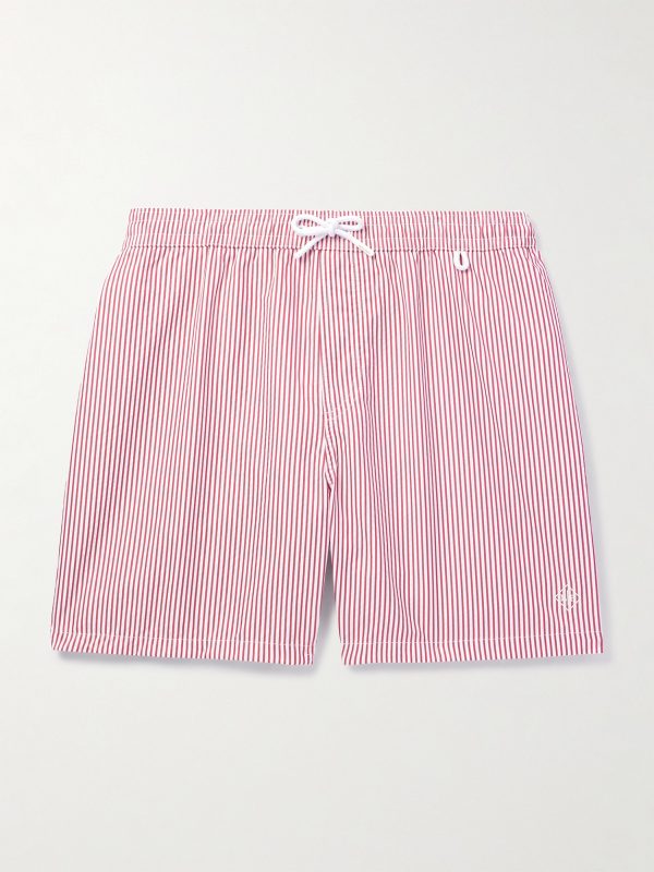 Bay Straight-Leg Mid-Length Striped Swim Shorts Bay Straight-Leg Mid-Length Striped Swim Shorts