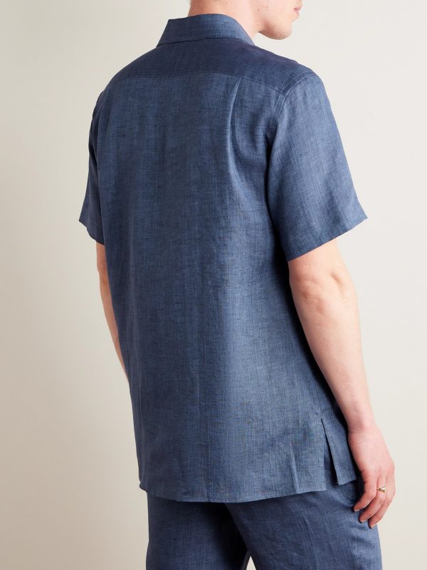 André Camp-Collar Linen Shirt - BK André Camp-Collar Linen Shirt - BK