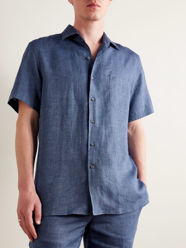 André Camp-Collar Linen Shirt - FR André Camp-Collar Linen Shirt - FR