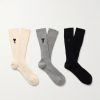 Three-Pack Logo-Embroidered Ribbed Cotton-Blend Socks Three-Pack Logo-Embroidered Ribbed Cotton-Blend Socks