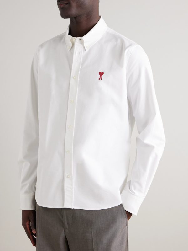 Button-Down Collar Logo-Embroidered Cotton Oxford Shirt - FR