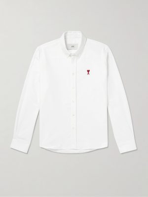Button-Down Collar Logo-Embroidered Cotton Oxford Shirt Button-Down Collar Logo-Embroidered Cotton Oxford Shirt