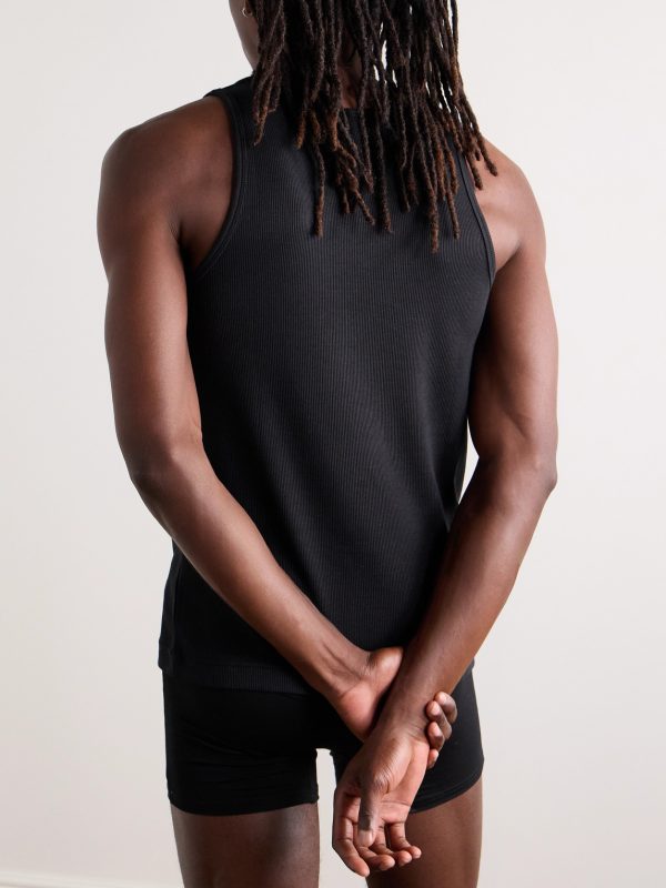 Ribbed Stretch Lyocell and Cotton-Blend Tank Top - BK Ribbed Stretch Lyocell and Cotton-Blend Tank Top - BK