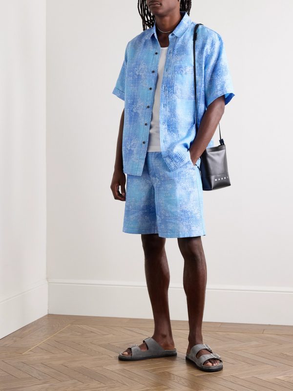 Printed Lyocell and Linen-Blend Shirt - OU Printed Lyocell and Linen-Blend Shirt - OU
