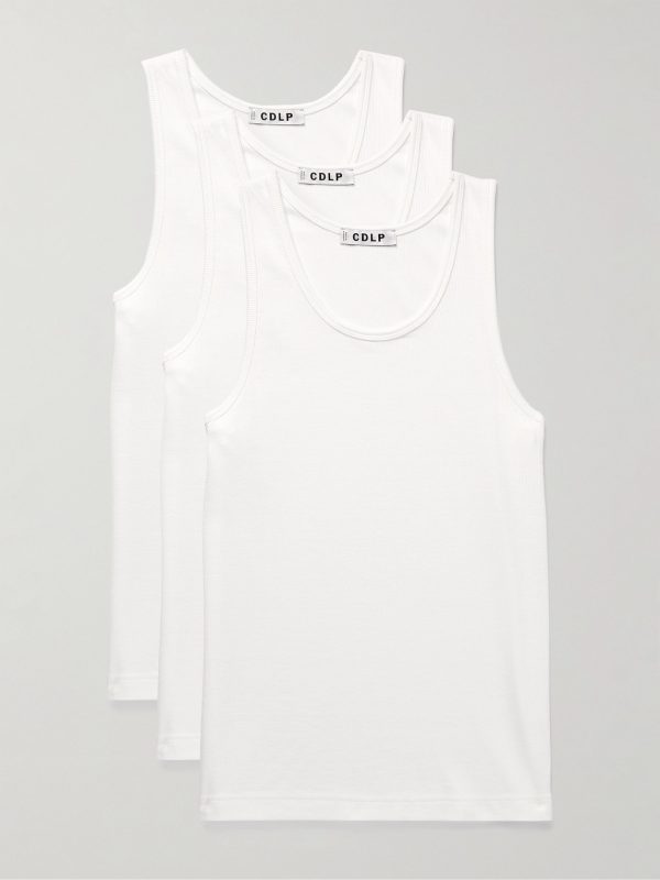 Three-Pack Ribbed Stretch Lyocell and Cotton-Blend Jersey Tank Tops Three-Pack Ribbed Stretch Lyocell and Cotton-Blend Jersey Tank Tops