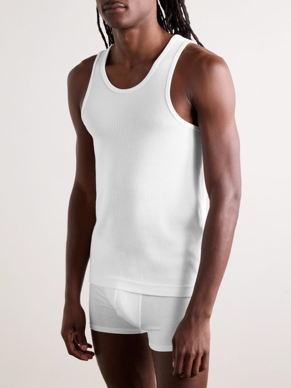 Ribbed Stretch Lyocell and Cotton-Blend Tank Top - OU Ribbed Stretch Lyocell and Cotton-Blend Tank Top - OU