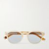 Round-Frame Two-Tone Acetate Sunglasses