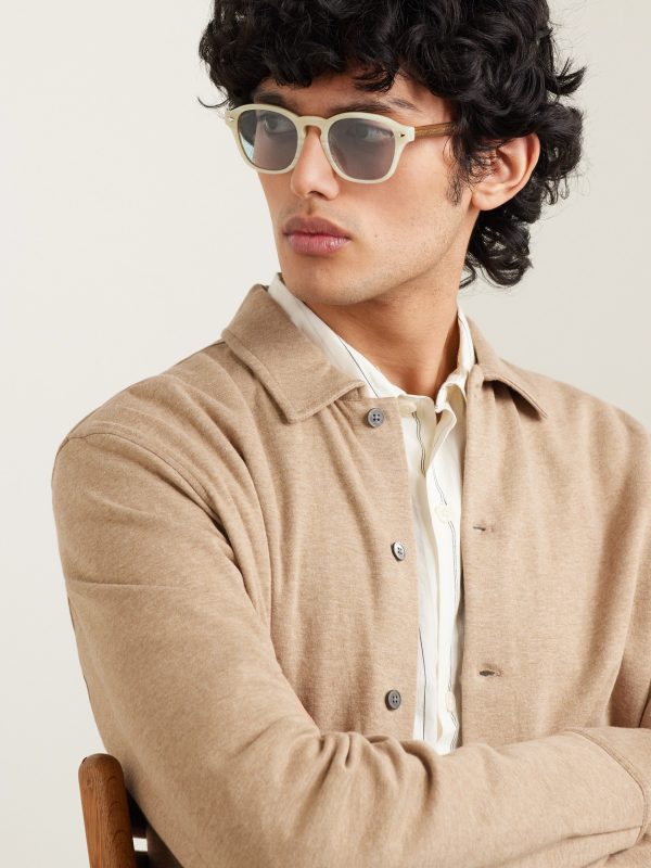 Round-Frame Two-Tone Acetate Sunglasses - OU