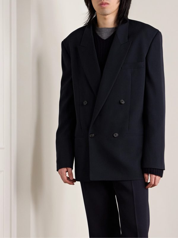 Donnes Double-Breasted Grain de Poudre Virgin Wool Suit Jacket - E3 Donnes Double-Breasted Grain de Poudre Virgin Wool Suit Jacket - E3