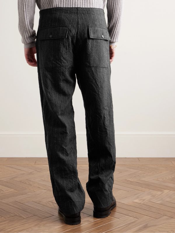 Take Easy Baker Straight-Leg Pinstriped Wool-Twill Drawstring Suit Trousers - BK Take Easy Baker Straight-Leg Pinstriped Wool-Twill Drawstring Suit Trousers - BK