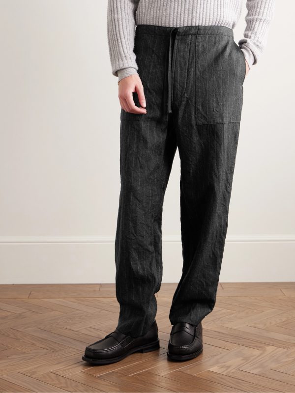 Take Easy Baker Straight-Leg Pinstriped Wool-Twill Drawstring Suit Trousers - FR Take Easy Baker Straight-Leg Pinstriped Wool-Twill Drawstring Suit Trousers - FR