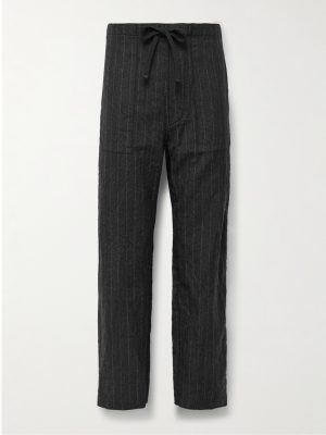 Take Easy Baker Straight-Leg Pinstriped Wool-Twill Drawstring Suit Trousers