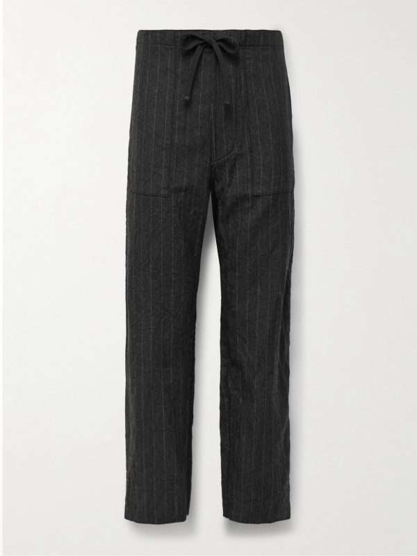 Take Easy Baker Straight-Leg Pinstriped Wool-Twill Drawstring Suit Trousers Take Easy Baker Straight-Leg Pinstriped Wool-Twill Drawstring Suit Trousers