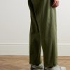 Wide-Leg Herringbone Cotton-Twill Trousers - BK