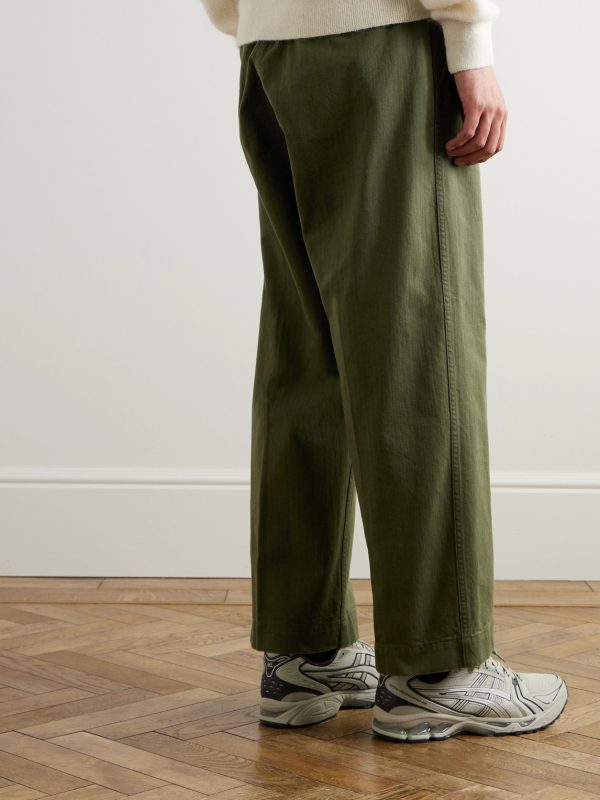 Wide-Leg Herringbone Cotton-Twill Trousers - BK