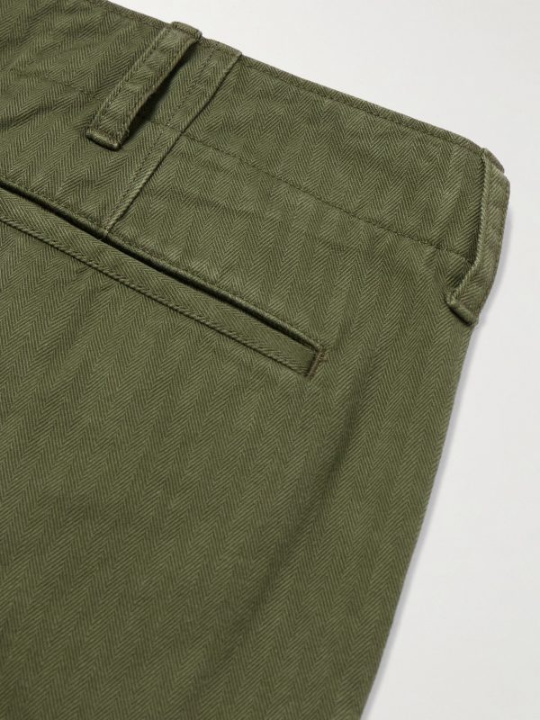 Wide-Leg Herringbone Cotton-Twill Trousers - CU