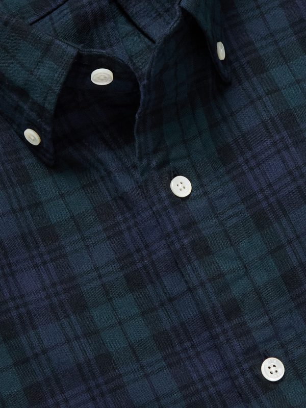 Button-Down Collar Checked Cotton Shirt - CU
