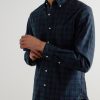 Button-Down Collar Checked Cotton Shirt - FR