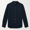 Button-Down Collar Checked Cotton Shirt