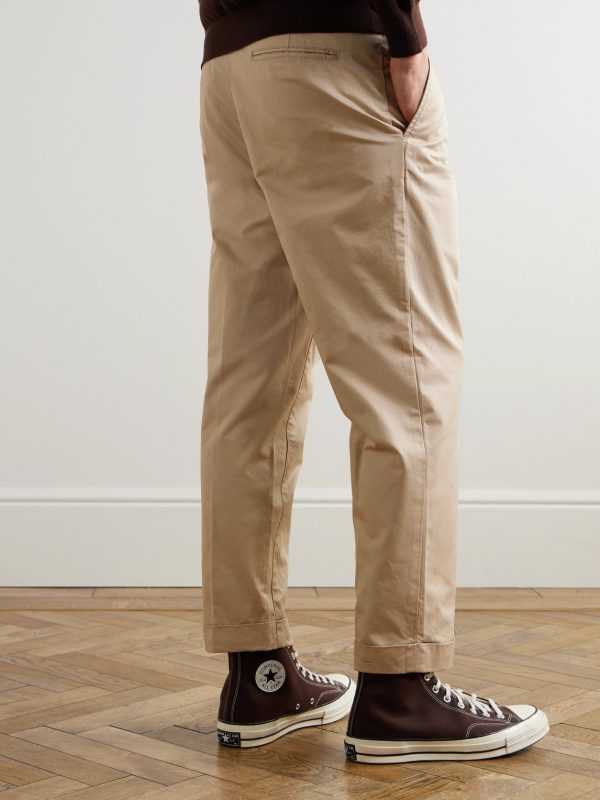 Tapered Pleated Cotton-Twill Trousers - BK Tapered Pleated Cotton-Twill Trousers - BK