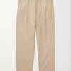 Tapered Pleated Cotton-Twill Trousers Tapered Pleated Cotton-Twill Trousers