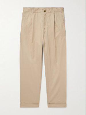 Tapered Pleated Cotton-Twill Trousers Tapered Pleated Cotton-Twill Trousers