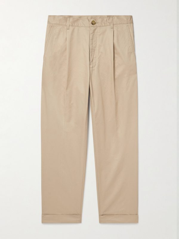 Tapered Pleated Cotton-Twill Trousers Tapered Pleated Cotton-Twill Trousers