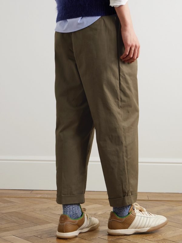 2 Pleats Tapered Pleated Cotton-Blend Twill Trousers - BK