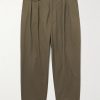 2 Pleats Tapered Pleated Cotton-Blend Twill Trousers