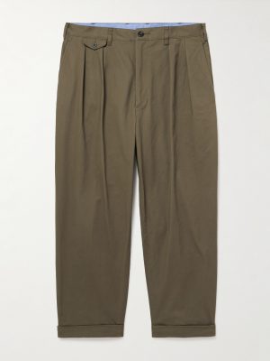 2 Pleats Tapered Pleated Cotton-Blend Twill Trousers 2 Pleats Tapered Pleated Cotton-Blend Twill Trousers