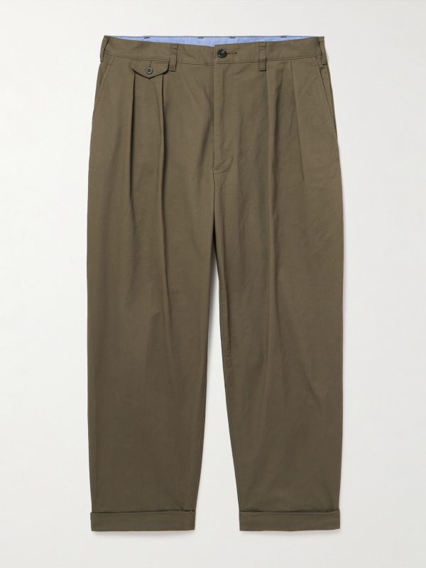 2 Pleats Tapered Pleated Cotton-Blend Twill Trousers