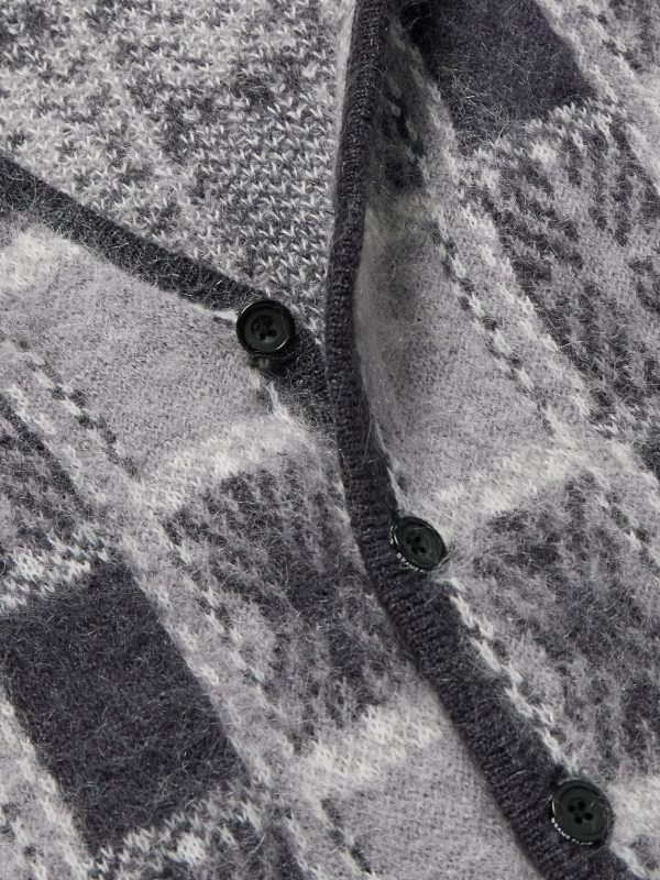 Brushed Checked Jacquard Cardigan - CU Brushed Checked Jacquard Cardigan - CU
