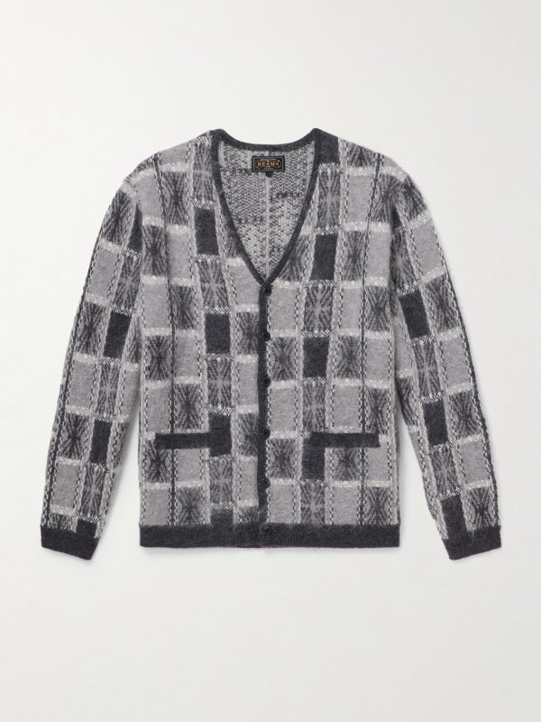 Brushed Checked Jacquard Cardigan Brushed Checked Jacquard Cardigan