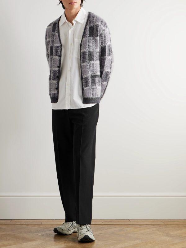 Brushed Checked Jacquard Cardigan - OU Brushed Checked Jacquard Cardigan - OU