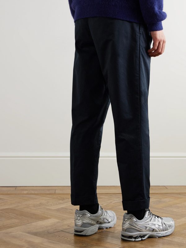 Tapered Pleated Cotton-Twill Trousers - BK Tapered Pleated Cotton-Twill Trousers - BK