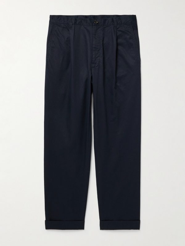 Tapered Pleated Cotton-Twill Trousers Tapered Pleated Cotton-Twill Trousers